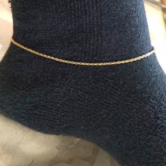 14K stamped gold bonded thin rope anklet - Picture 1 of 1